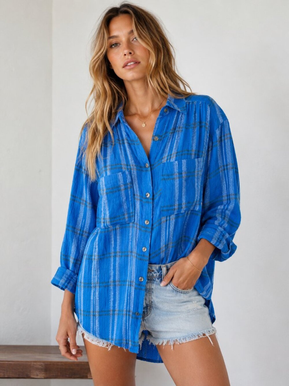 Pilcro Hadley Relaxed Fit Button Up Shirt Size Small